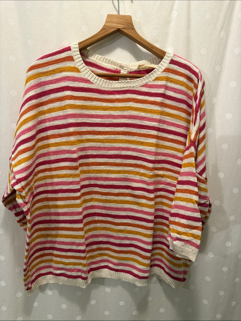 Knavock Striped Crewneck Jumper in Pink, Mustard & Cream